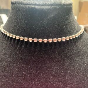 Silver-Tone Rhinestone Choker Necklace